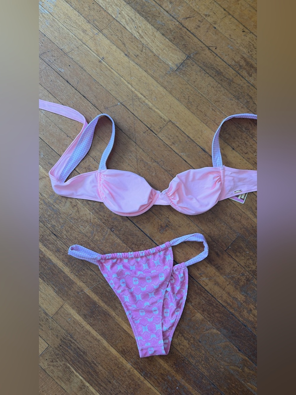 Strawberry Milk Mob Pink Patterned Two-Piece Swim Set